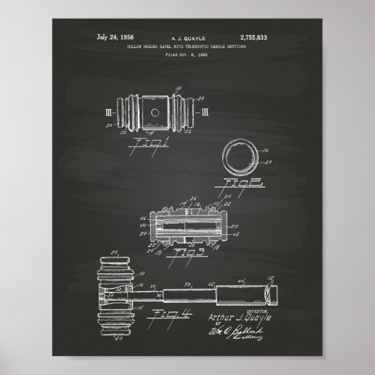 Gavel of Justice 1956 Patent Art - Chalkboard Poster (Vorne)