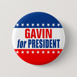 "GAVIN als PRÄSIDENT"-Knopf Button