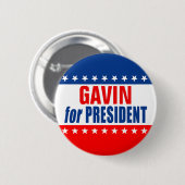 "GAVIN als PRÄSIDENT"-Knopf Button (Vorne & Hinten)