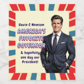 Gavin C Newsom | Amerikas Lieblingsgouverneur Weinetikett (Einzelnes Label)