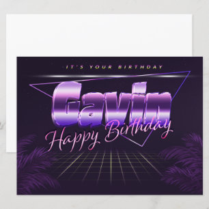 Gavin Name Vorname lila retro Karte Geburtstag