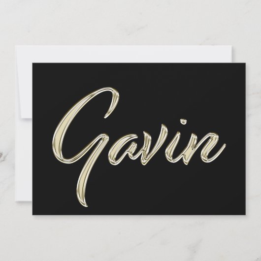 Gavin Name white gold Handwriting Karte (Vorderseite)