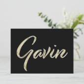 Gavin Name white gold Handwriting Karte (Stehend Vorderseite)