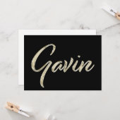 Gavin Name white gold Handwriting Karte (Vorderseite/Rückseite Beispiel)