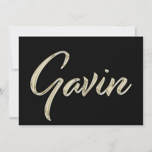 Gavin Name white gold Handwriting Karte