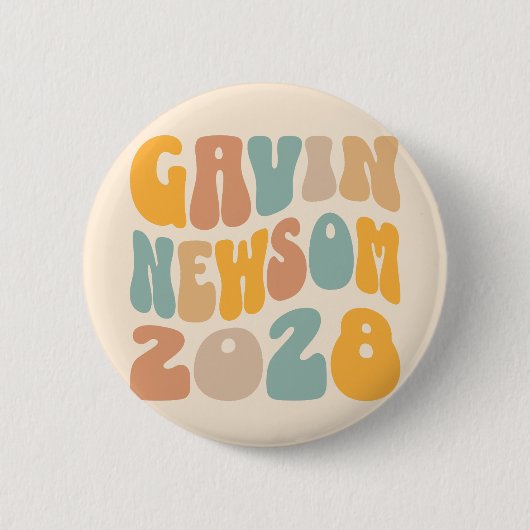Gavin Newsom 2028 für den Text von Präsident Wavy Button (Vorderseite)