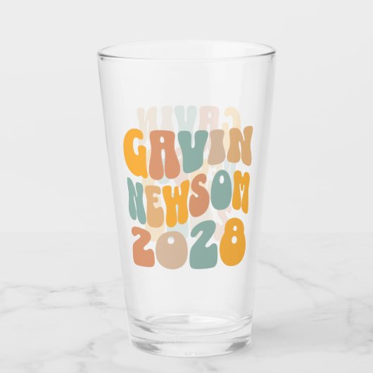 Gavin Newsom 2028 für den Text von Präsident Wavy Glas (Vorderseite)