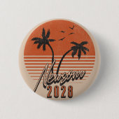 Gavin Newsom 2028 für Präsident Palm Tree Sunset Button (Vorderseite)