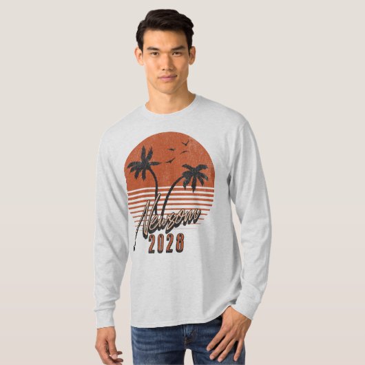 Gavin Newsom 2028 für Präsident Palm Tree Sunset T-Shirt (Vorne ganz)