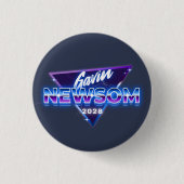 Gavin Newsom 2028 für Präsident Retro 80er Button (Vorderseite)