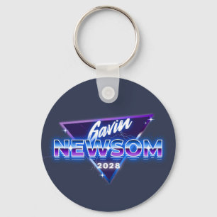 Gavin Newsom 2028 für Präsident Retro 80er Schlüsselanhänger
