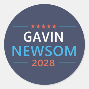 Gavin Newsom 2028 Für Präsident Runder Aufkleber