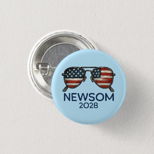 Gavin Newsom 2028 für Präsident Sonnenbrille Button (Vorne & Hinten)