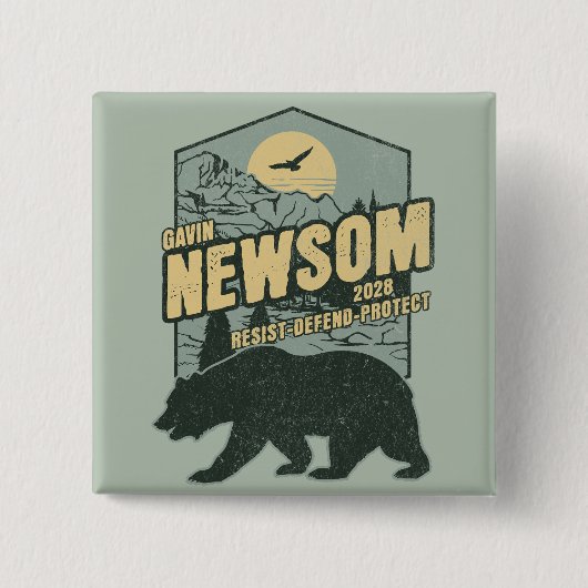 Gavin Newsom 2028 Resist Protect Defend Button (Vorderseite)