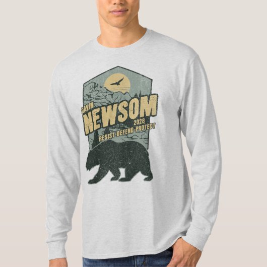 Gavin Newsom 2028 Resist Protect Defend T-Shirt (Vorderseite)