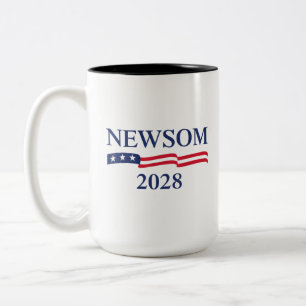 Gavin Newsom 2028 US-Flagge Wahlkampf-Kampagne Zweifarbige Tasse