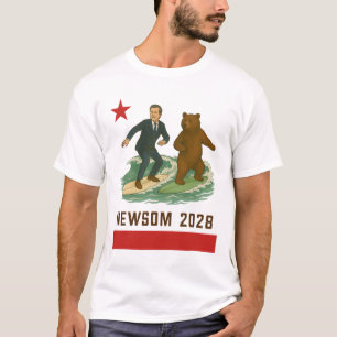 Gavin Newsom 2028 Wahl Kalifornien Flagge Surfen T-Shirt