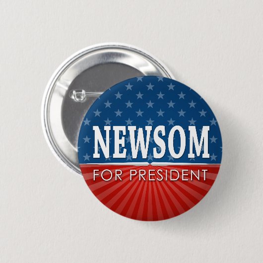 Gavin Newsom Campaign US Flagge Button (Vorne & Hinten)