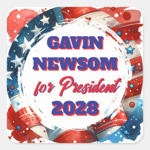 Gavin Newsom für den Präsidenten Politisch Quadratischer Aufkleber