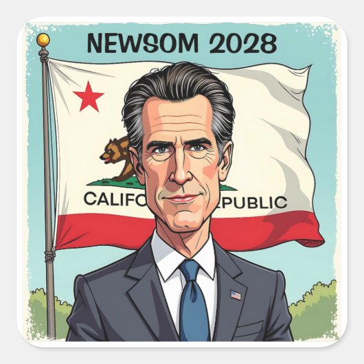 Gavin Newsom für den Präsidenten Politisch Quadratischer Aufkleber (Vorderseite)