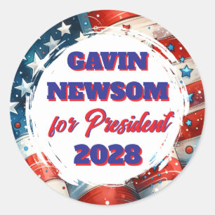 Gavin Newsom für den Präsidenten Politisch Runder Aufkleber