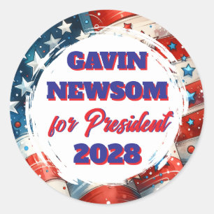 Gavin Newsom für den Präsidenten Politisch Runder Aufkleber