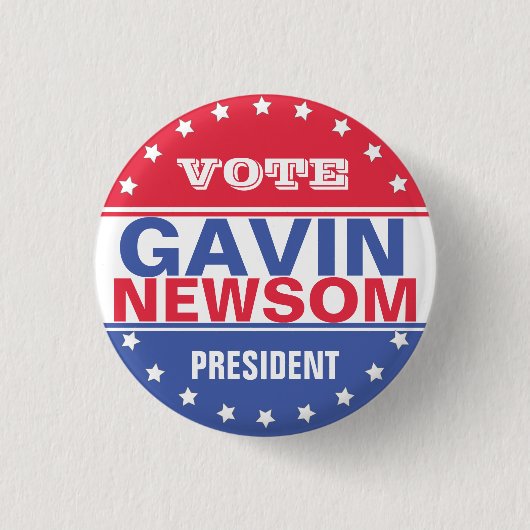Gavin Newsom Präsident Button (Vorderseite)