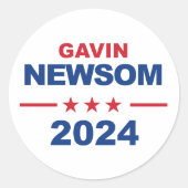Gavin Newsom Runder Aufkleber (Vorderseite)