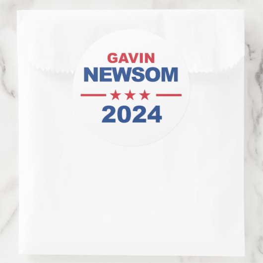 Gavin Newsom Runder Aufkleber (Tasche)