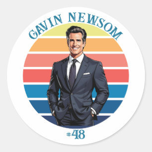 Gavin Newsom Vintag 48 Weihnachten Runder Aufkleber
