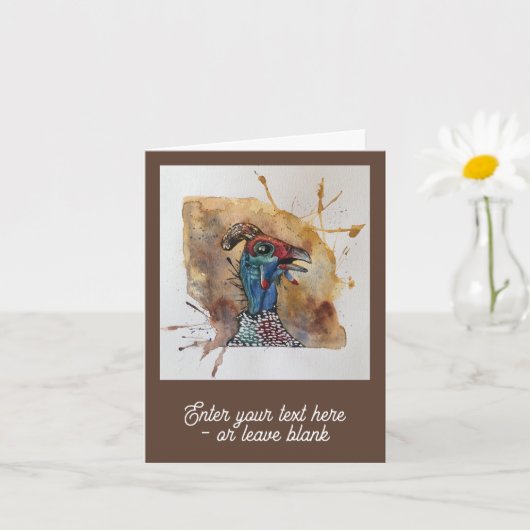 Gawping Guineafowl Grußkarte Karte (Kleine Pflanze)