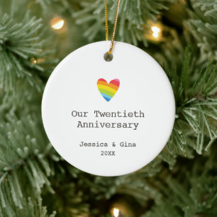 Gay 20. Hochzeitstag Personalisiertes Herz Keramik Ornament