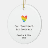 Gay 20. Hochzeitstag Personalisiertes Herz Keramik Ornament (Links)