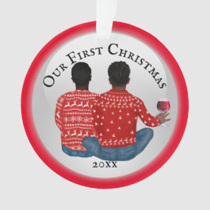 Gay African American & Indian Paar FOTO Ornament