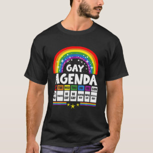 Gay Agenda Funny Que Pride Geschenk Lesbian Bi T-Shirt