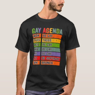 Gay Agenda Funny Rainbow Gay Pride T-Shirt