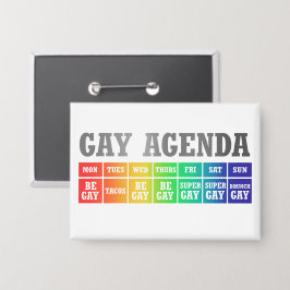 Gay Agenda | Rainbow Ombre Funny Gay Pride Button