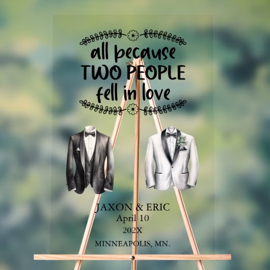 Gay All Because Two People Fell In Love Wedding Acrylschild (Neutral)