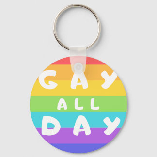 "Gay All Day" Rainbow LGBT+ Prix Round Key Ring Schlüsselanhänger