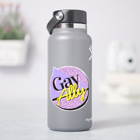 Gay Ally Lila Yellow 80er Memphis Style Aufkleber (HydroFlask)