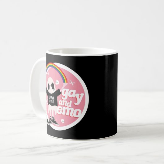 Gay and Emo Abzeichen Kaffeetasse (Vorderseite Links)