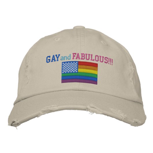 Gay and Fabulous Pride Flag Baseball Cap Bestickte Kappe (Vorderseite)