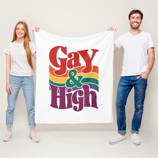 Gay-and-High-Retro-LGBTQ-Flag Fleecedecke (Beispiel)