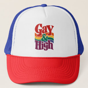 Gay-and-High-Retro-LGBTQ-Flag Truckerkappe