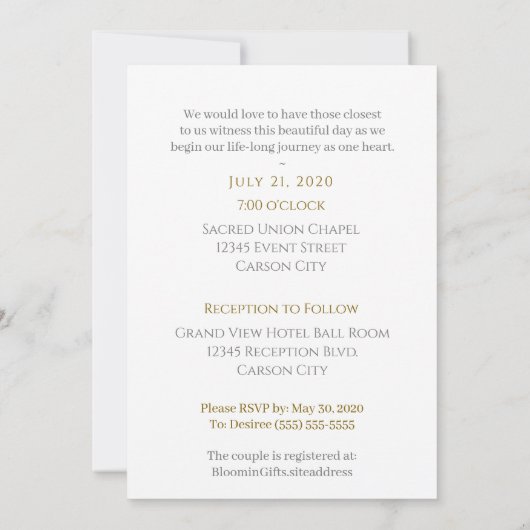 Gay and Lesbian Gold Pinstripe Foto Hochzeit Einladung (Rückseite)