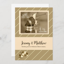 Gay and Lesbian Wedding Invitation Taupe Pinstripe Einladung