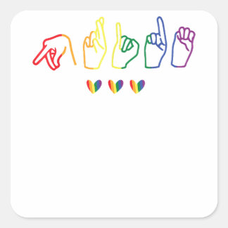Gay ASL Prix - Gay Support Sign Language LGBT Gay Quadratischer Aufkleber