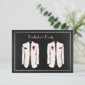 Gay Bachelor Party Einladung mit zwei Tuxedos (Stehend Vorderseite)