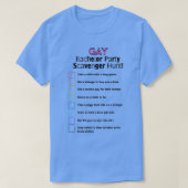 Gay Bachelor Party Scavenger Hunt T-Shirt (Design vorne)