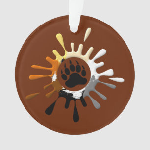 Gay Bar Pride Flag Splash Bear Paw Ornament